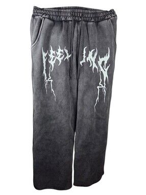 Soly Hux Baggy Sweatpants Mens Large NEW -Gray -Wide Leg -Gothic Streetwear